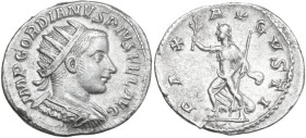 Gordian III (238-244). Antoninianus, 242-244 AD. Obv. IMP CAES M ANT GORDIANVS AVG. Radiate, draped and cuirassed bust right. Rev. PAX AVGVSTI. Pax st...