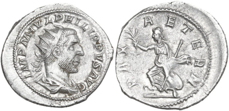 Philip I (244-249). AR Antoninianus. Obv. IMP M IVL PHILIPPVS AVG. Radiate, drap...