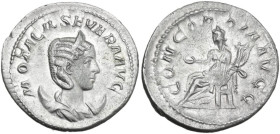 Otacilia Severa, wife of Philip I (244-249). AR Antoninianus, 247 AD. Obv. M OTACIL SEVERA AVG. Draped bust right, wearing stephane, set on crescent. ...
