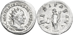 Trajan Decius (249-251). AR Antoninianus. Obv. IMP C M Q TRAIANVS DECIVS AVG. Bust of Trajan Decius, radiate, draped, cuirassed, right. Rev. VBERITAS ...