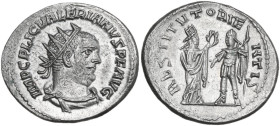 Valerian I (253-260). AR Antoninianus, Antioch mint, 253 AD. Obv. IMP C P LIC VALERIANVS PF AVG. Radiate, draped and cuirassed bust right. Rev. RESTIT...