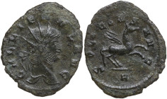 Gallienus (253-268). BI Antoninianus. Obv. GALLIENVS AVG. Radiate bust right. Rev. SOLI CONS AVG. Pegasos leaping right; H in exergue. RIC V 283. BI. ...