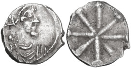 Constantine IV Pogonatus (668-685). AR Half Siliqua, Italian mint. Obv. Bust right, with short beard, wearing diademed helmet and paludamentum. Rev. T...