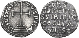 Constantine VI with Irene (780-797). AR Miliaresion, Constantinople mint. D.O. 4; Sear 1595. AR. 2.08 g. 18.00 mm. VF.