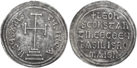 Leo V with Constantine (813-820). AR Miliaresion, Constantinople mint. Obv. Cross potent on three steps. Rev. Inscription in five lines. D.O. 5; Sear ...