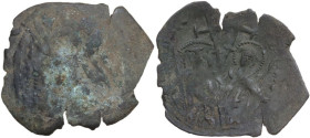 Michael VIII Palaeologus (1261-1282). AE Trachy, Constantinople mint. Obv. St. Michael the Archangel standing facing, holding spear. Rev. Michael, hol...