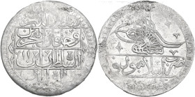 Ottoman Empire. Selim III (1203-1222 a.H., 1789-1807). AR Yuzluk, Constantinople mint, dated 1203 and year 11. KM 507. AR. 32.06 g. 45.00 mm. About VF...