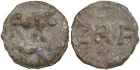 The Roman Empire. PB Tessera, 1st century BC-1st century AD. D/ Cow and calf. R/ ZRF. Rostowzew 1049. PB. 4.31 g. 16.50 mm. EF.