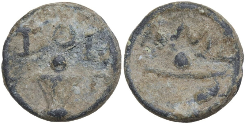 The Roman Empire. PB Tessera, 1st century BC-1st century AD. D/ Hoe; above, AML....