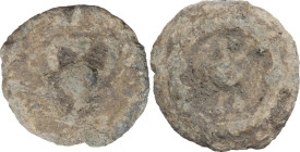 The Roman Empire. PB Tessera, 1st century BC-1st century AD. D/ Amphora. R/ Wheel. PB. 4.47 g. 17.00 mm. Good F.