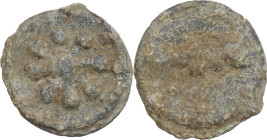 The Roman Empire. PB Tessera, 1st century BC-1st century AD. D/ Flower. R/ Uncertain. PB. 1.06 g. 11.50 mm. About VF/F.