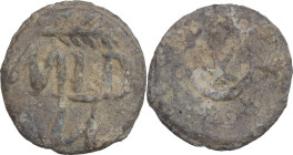 The Roman Empire. PB Tessera, 1st century BC-1st century AD. D/ MLD; above, palm. R/ Star within crescent. PB. 4.67 g. 20.00 mm. VF/Good F.