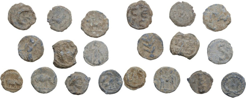 Leads from Ancient World. Lot of ten (10) roman lead tesserae. Various dimension...