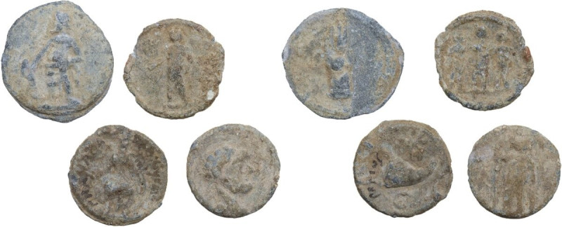 Leads from Ancient World. Lot of four (4) unclassified leaden tesserae. Importan...