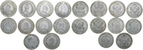 Austria. Lot of ten (10) AR 20 kreuzers of different years and rulers. AR.