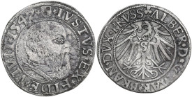 Germany. Albert of Brandenburg-Ansbach (1525-1569). AR Groschen 1542, Preussen, Königsberg mint. AR. 1.81 g. 23.00 mm. VF.
