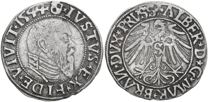 Germany. Albert of Brandenburg-Ansbach (1525-1569). AR Groschen 1544, Preussen, ...