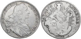 Germany. Maximilian III Josef (1745-1777). AR Madonnentaler 1770, Bayern, München mint. Dav. 1953. AR. 27.66 g. 41.50 mm. About VF.