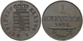 Germany. Bernhard II (1821-1866). AR Kreuzer 1835, Saxe-Meningen. KM 131. AE. 5.01 g. 23.00 mm. XF/AU.