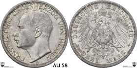 Germany. Ernst Ludwig (1892-1918). AR 3 Mark 1910, A Berlin mint. KM 375. AR. 16.00 g. 33.00 mm. Encapsulated by Classical Coin Grading AU 58 golden p...