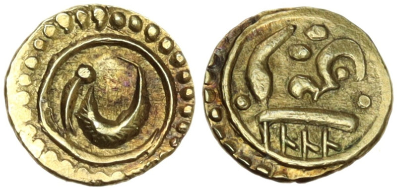 India. Tipu Sultan (1197-1227) (AD 1782-1799). AV Fanam. AV. 0.30 g. 7.00 mm. EF...
