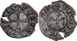 Italy. Federico II di Svevia (1197-1250). BI Mezzo denaro 1244, Brindisi mint. Sp. 132; Travaini 1993 37a; D'Andrea 168. BI. 0.34 g. 14.00 mm. RRR. Ve...
