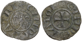 Italy. Enrico VI di Svevia (1191-1196) with Costanza d'Altavilla his wife. Denaro 1194-1196, Messina mint. Sp. 27/28; Travaini 1993 4; D'Andrea 37. MI...