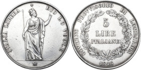 Italy. Governo Provvisiorio di Lombardia (1848). AR 5 lire 1848 Milano mint. CNI 3; Pag. (Regno) 213; Crippa 3/A. AG. 24.96 g. 37.00 mm. Polished, oth...