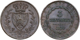 Italy. House of Savoy. Carlo Felice (1821-1831). AE 3 Centesimi, Torino mint, 1826. KM 126. AE. 5.96 g. 23.00 mm. EF.