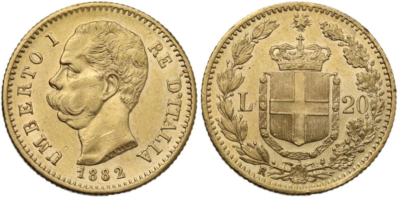 Italy. House of Savoy. Umberto I (1878-1900). AV 20 Lire 1882, Rome mint. Pag. (...
