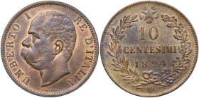 Italy. House of Savoy. Umberto I (1878-1900). AE 10 Centesimi 1894, Birmingham mint. KM 27. AE. 9.89 g. 30.00 mm. EF.