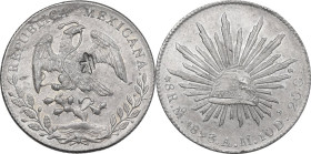 Mexico. AR 8 reales 1893 with countermark. AR. 27.20 g. 38.00 mm. AU.