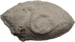 SLINGSHOT BULLET Greek, Hellenistic Period. Lead slingshot bullet. Coiling snake. 31 mm.