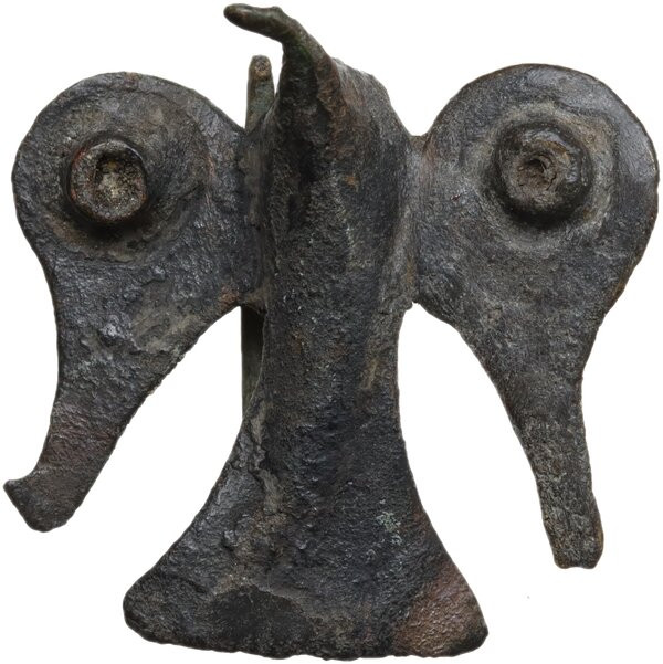 BIRD SHAPE FIBULA Roman period, 2nd century AD. Bronze fibula cast in the form o...