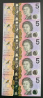 Australia, 5 Dollars, 2016, UNC, p62, (Total 5 consecutive banknotes)