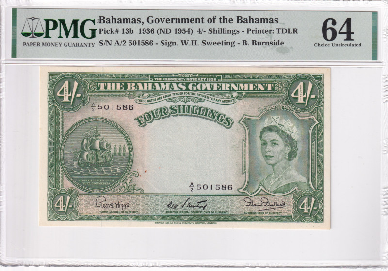 Bahamas, 4 Shillings, 1936, UNC, p13b

PMG 64

Estimate: USD 300-600