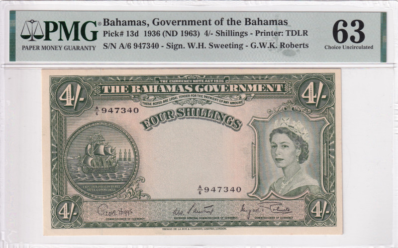 Bahamas, 4 Shillings, 1936, UNC, p13d

PMG 63

Estimate: USD 225-450