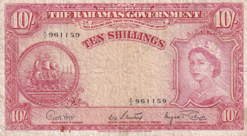 Bahamas, 10 Shillings, 1963, FINE, p14d

Estimate: USD 25-50