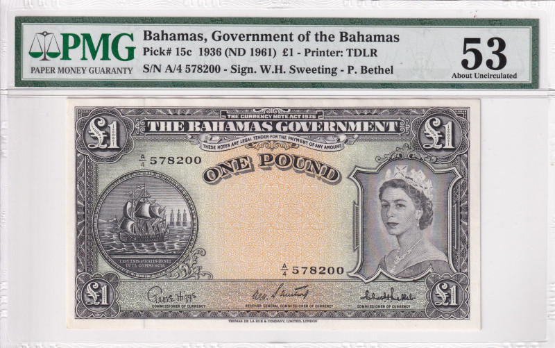 Bahamas, 1 Pound, 1936, AUNC, p15c

PMG 53

Estimate: USD 300-600