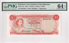 Bahamas, 5 Dollars, 1965, UNC, p21a