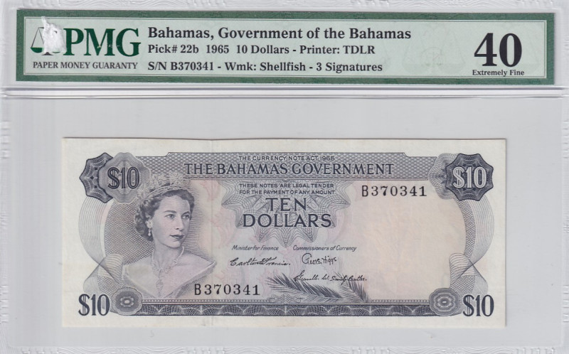 Bahamas, 10 Dollars, 1965, VF, p22b

PMG 40, Rare

Estimate: USD 900-1800