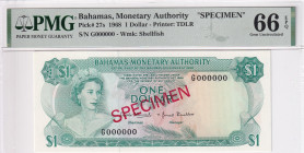 Bahamas, 1 Dollar, 1968, UNC, p27s, SPECIMEN