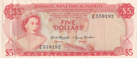 Bahamas, 5 Dollars, 1968, XF(+), p28a