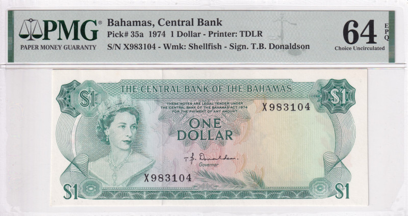 Bahamas, 1 Dollar, 1974, UNC, p35a

PMG 64 EPQ

Estimate: USD 70-140