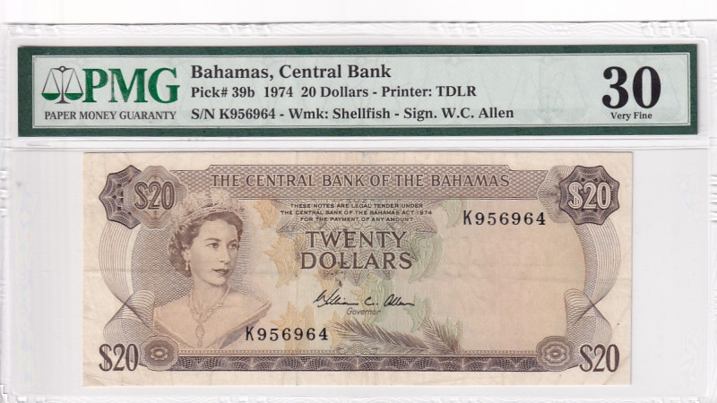 Bahamas, 20 Dollars, 1974, VF, p39b

PMG 30

Estimate: USD 300-600