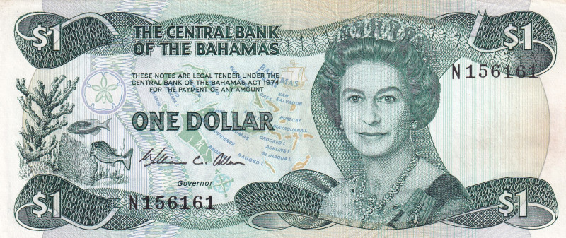 Bahamas, 1 Dollar, 1984, AUNC, p43a

Sign: W.C. Allen

Estimate: USD 10-20