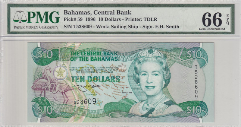 Bahamas, 10 Dollars, 1996, UNC, p59

PMG 64 EPQ

Estimate: USD 300-600
