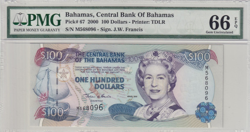 Bahamas, 100 Dollars, 2000, UNC, p67

PMG 66 EPQ

Estimate: USD 400-800