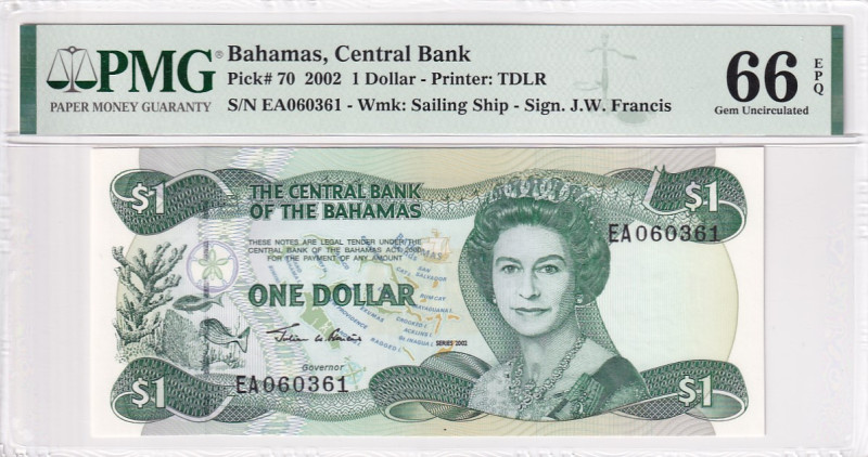 Bahamas, 1 Dollar, 2002, UNC, p70

PMG 64 EPQ

Estimate: USD 50-100