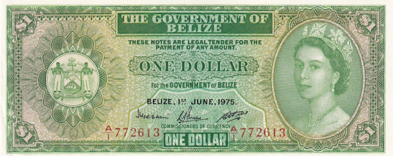 Belize, 1 Dollar, 1975, UNC, p33b

"A/1" First Prefix

Estimate: USD 150-300